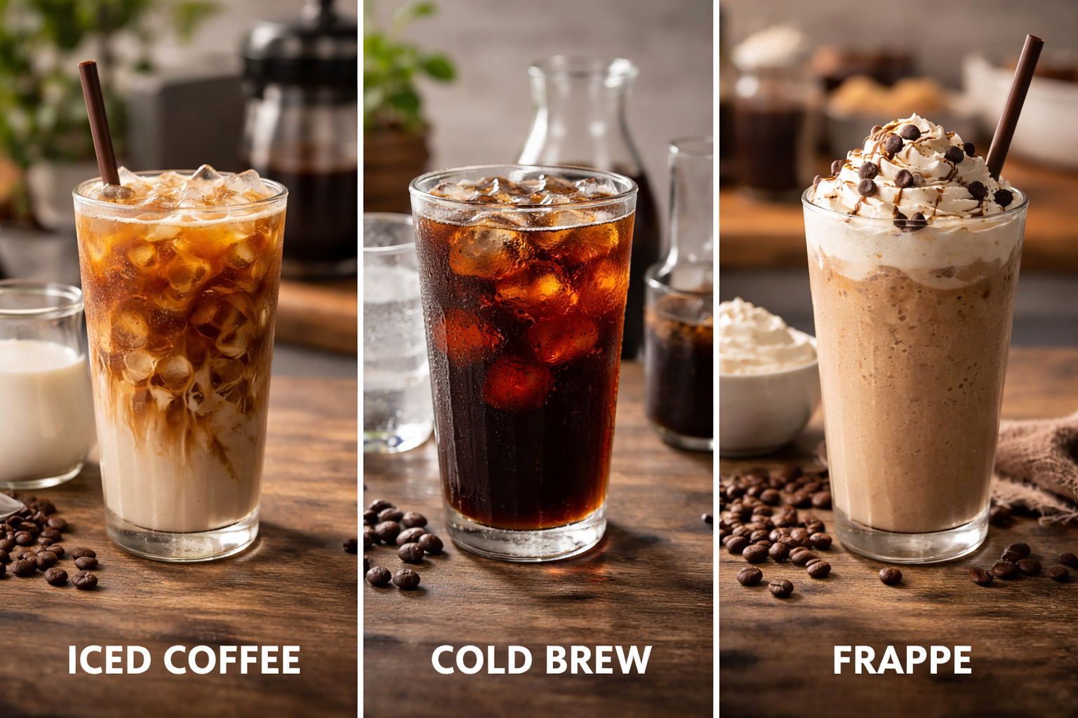 The Difference Between Iced Coffee, Cold Brew, and Frappe Coffee